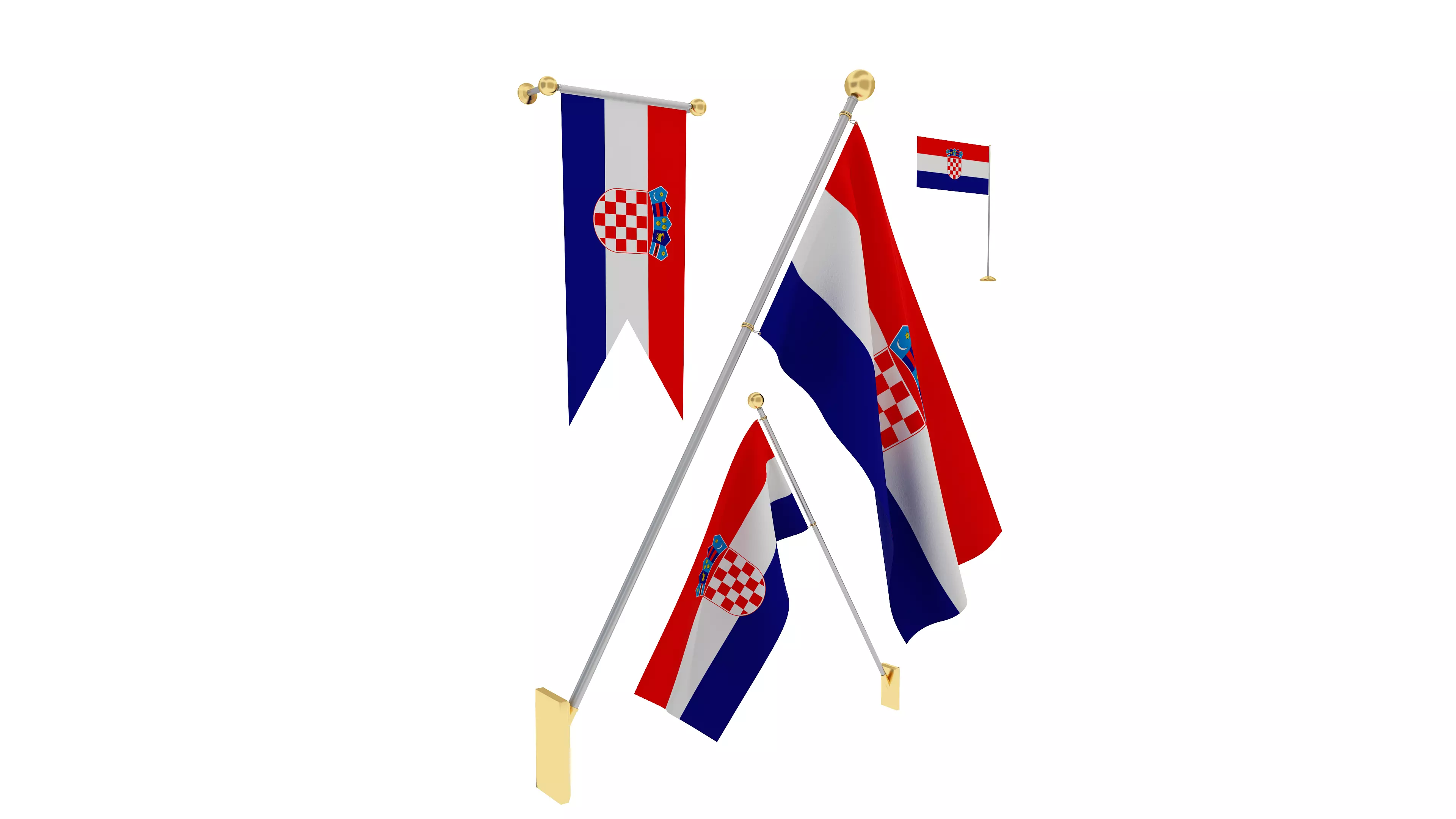 Flags of Croatia 3D model
