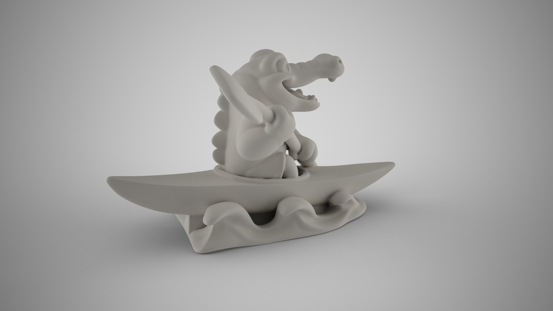 Rower Crocodile Trinket 3D print model_1