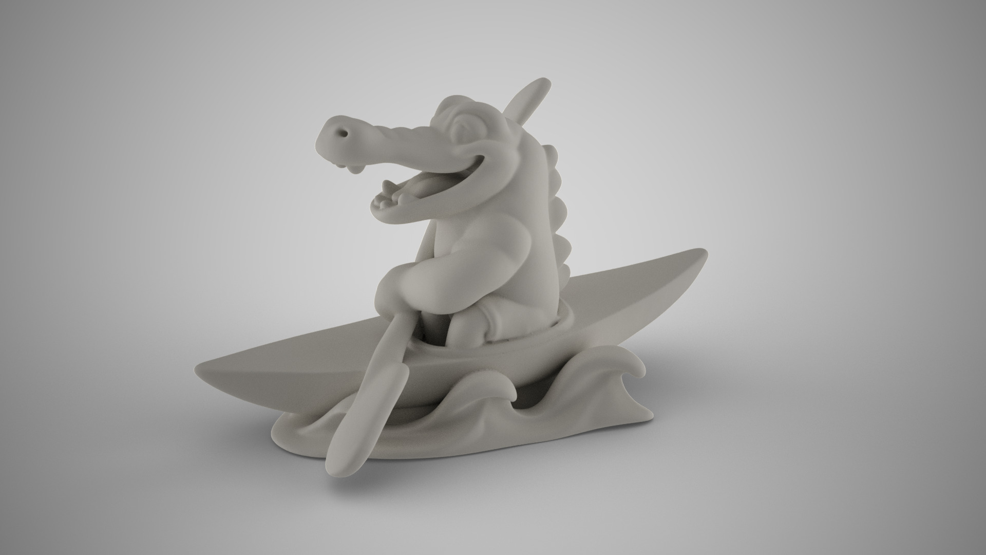 Rower Crocodile Trinket 3D print model_5