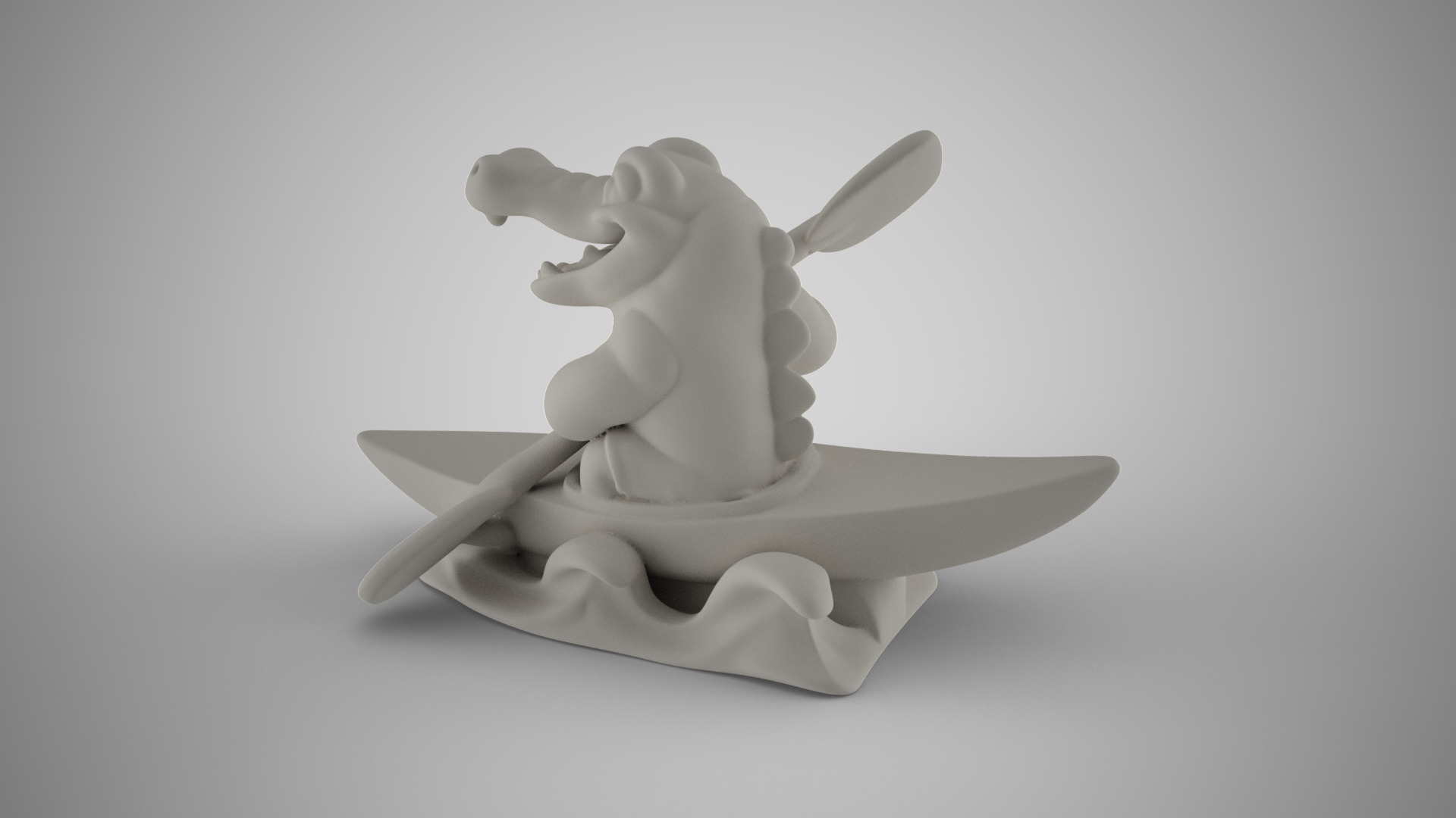 Rower Crocodile Trinket 3D print model_4