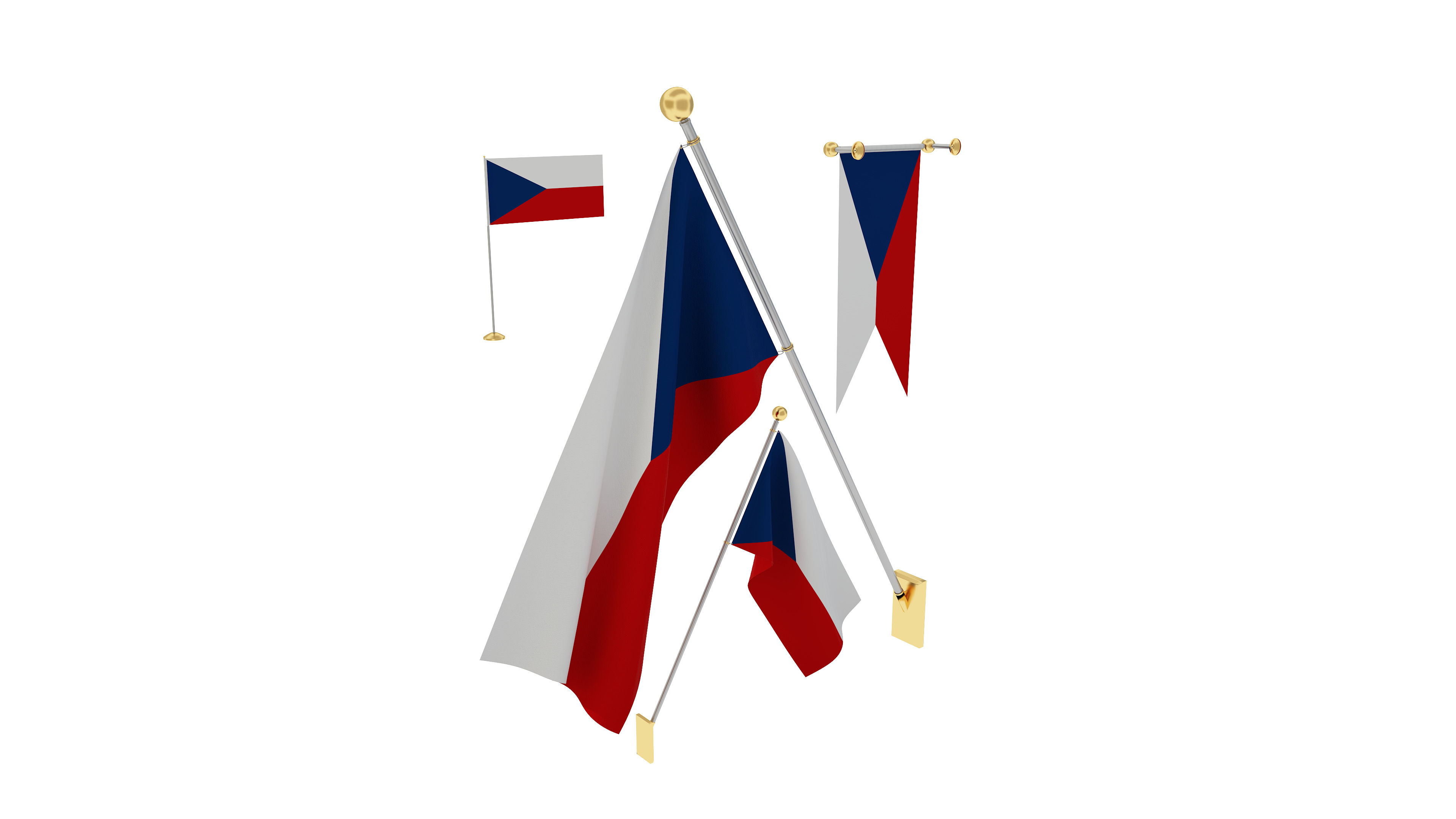 Flags of Czech Republic 3D model_2