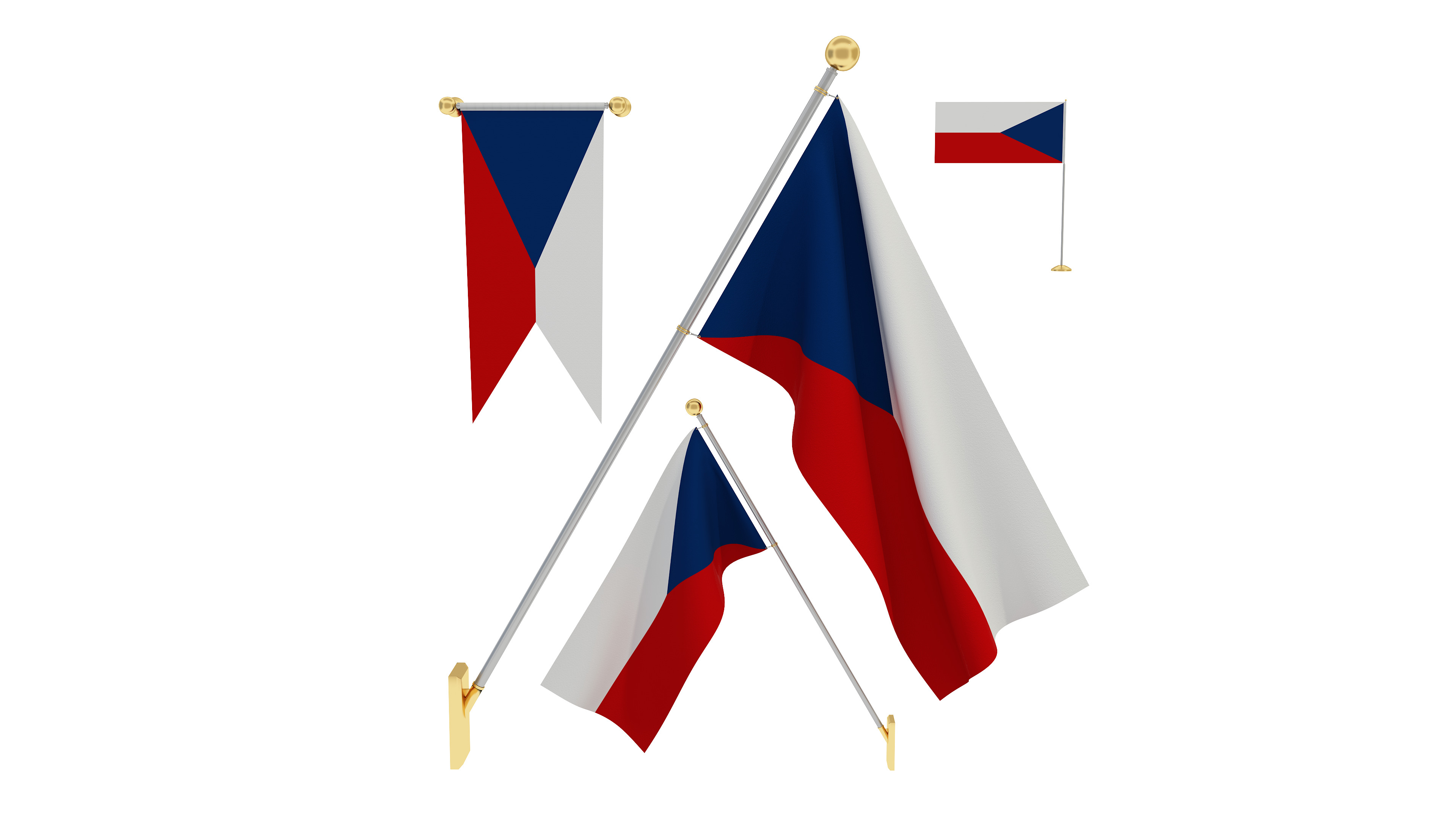 Flags of Czech Republic 3D model_4
