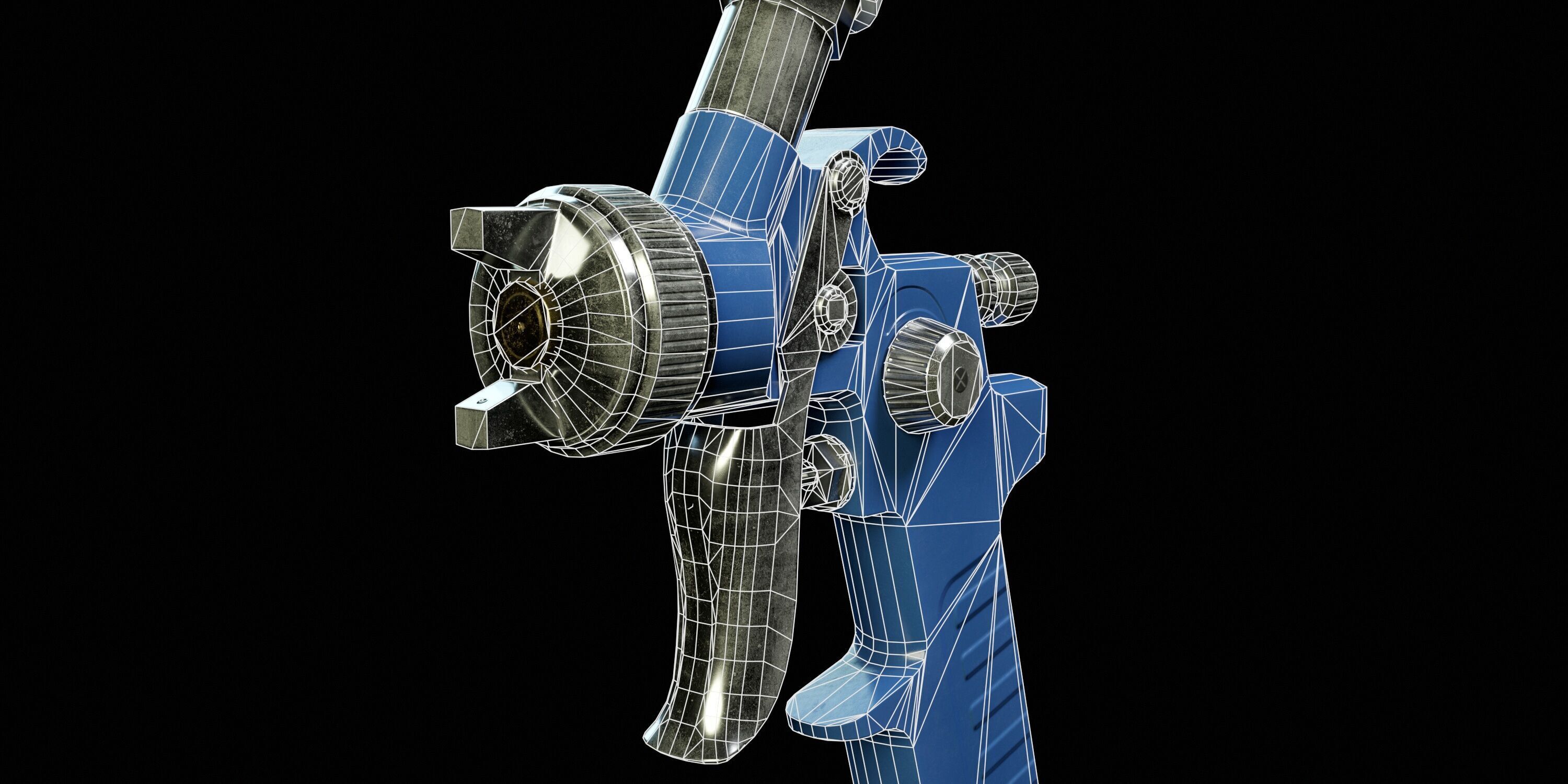 Paint Spray Gun PBR Low-poly 3D model_13
