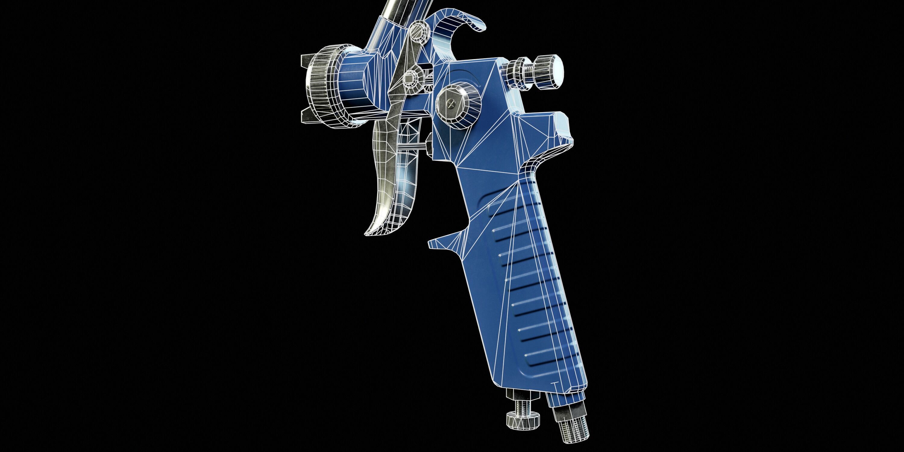 Paint Spray Gun PBR Low-poly 3D model_12