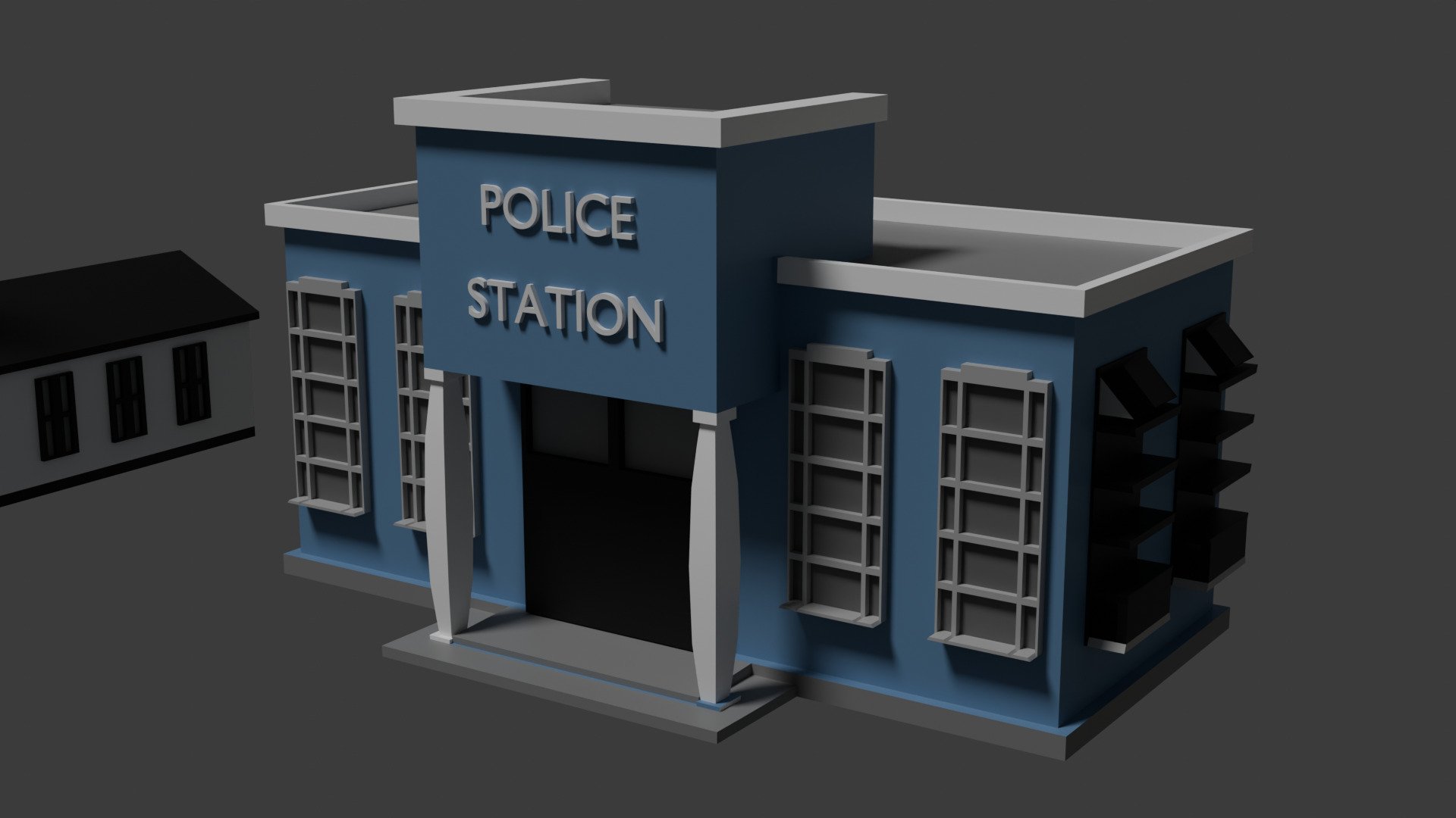 three houses in a blender 3D model_2