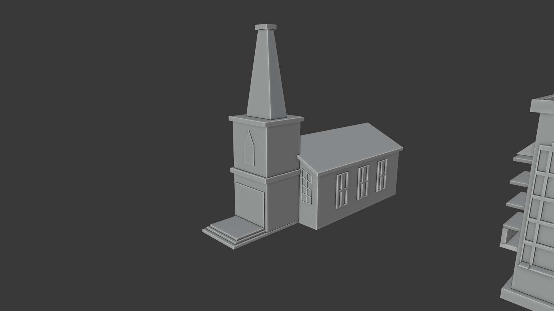 three houses in a blender 3D model_4