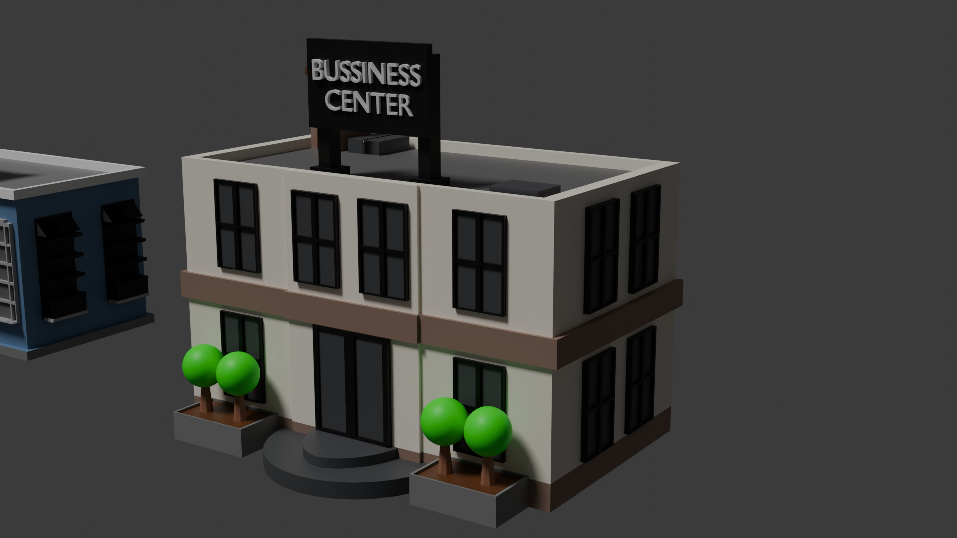 three houses in a blender 3D model_3