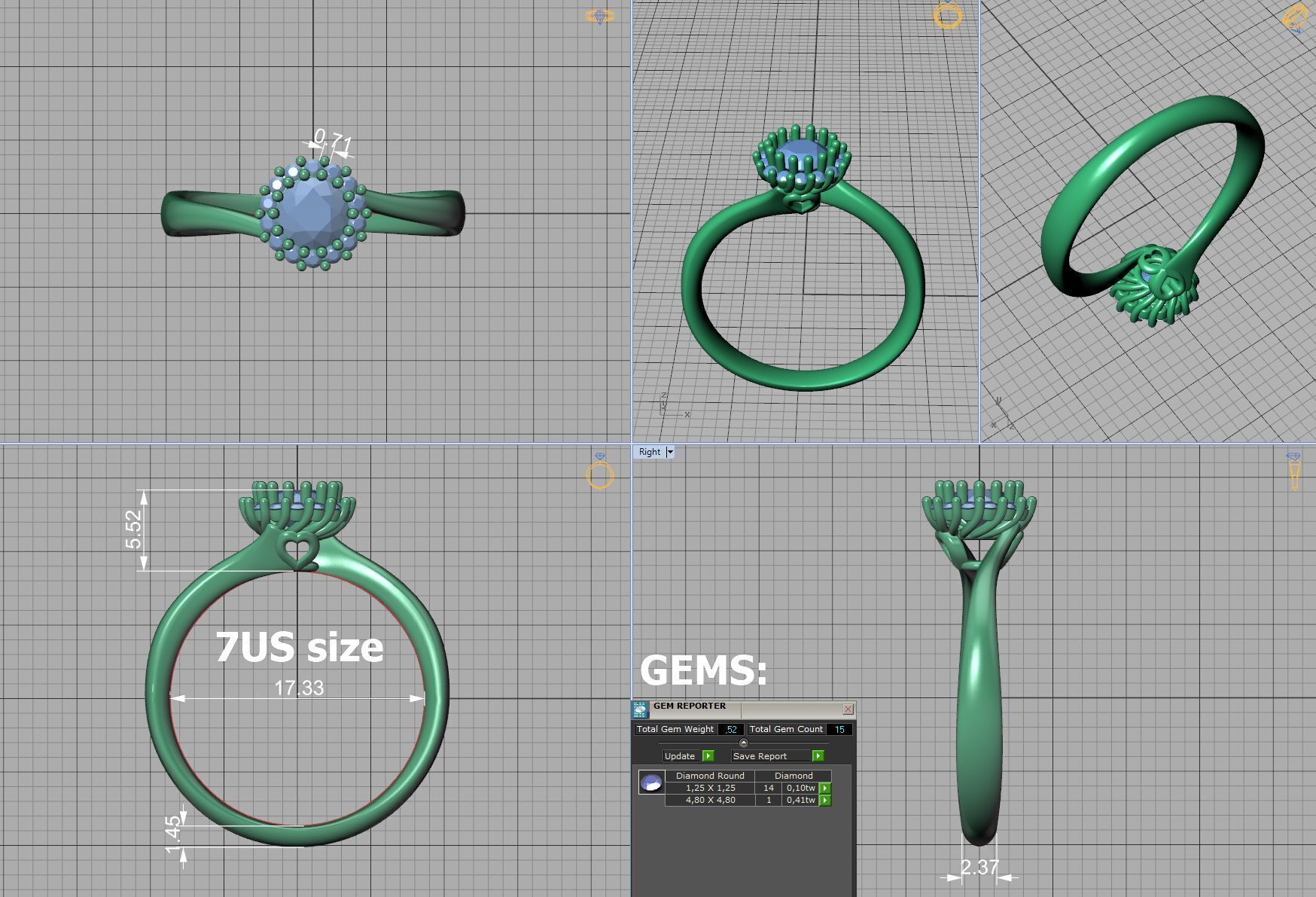 Bespoke Diamond Solitaire Engagement Ring 40 pointer stone 3D print model_8