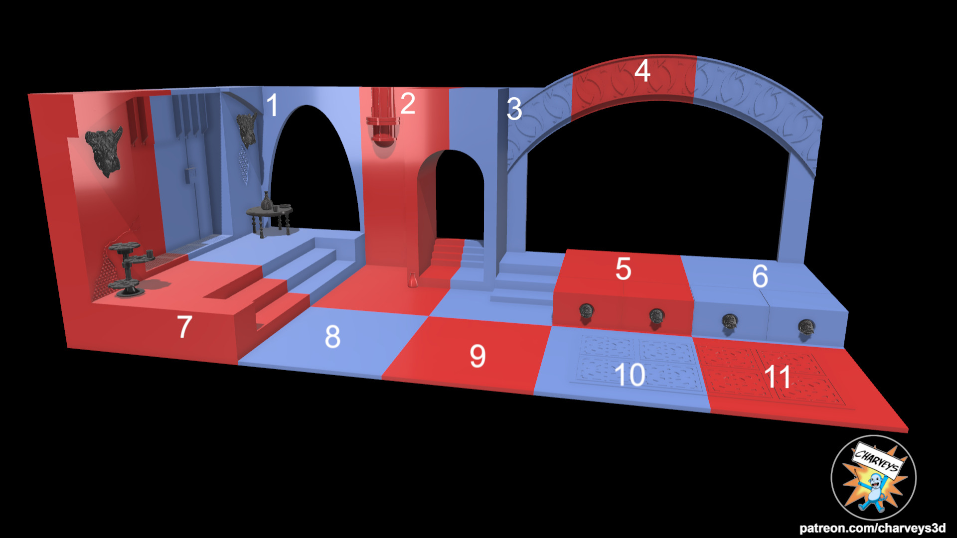 Star Wars Retro Jabbas Palace Diorama for 4 inch figures 3D print model_5