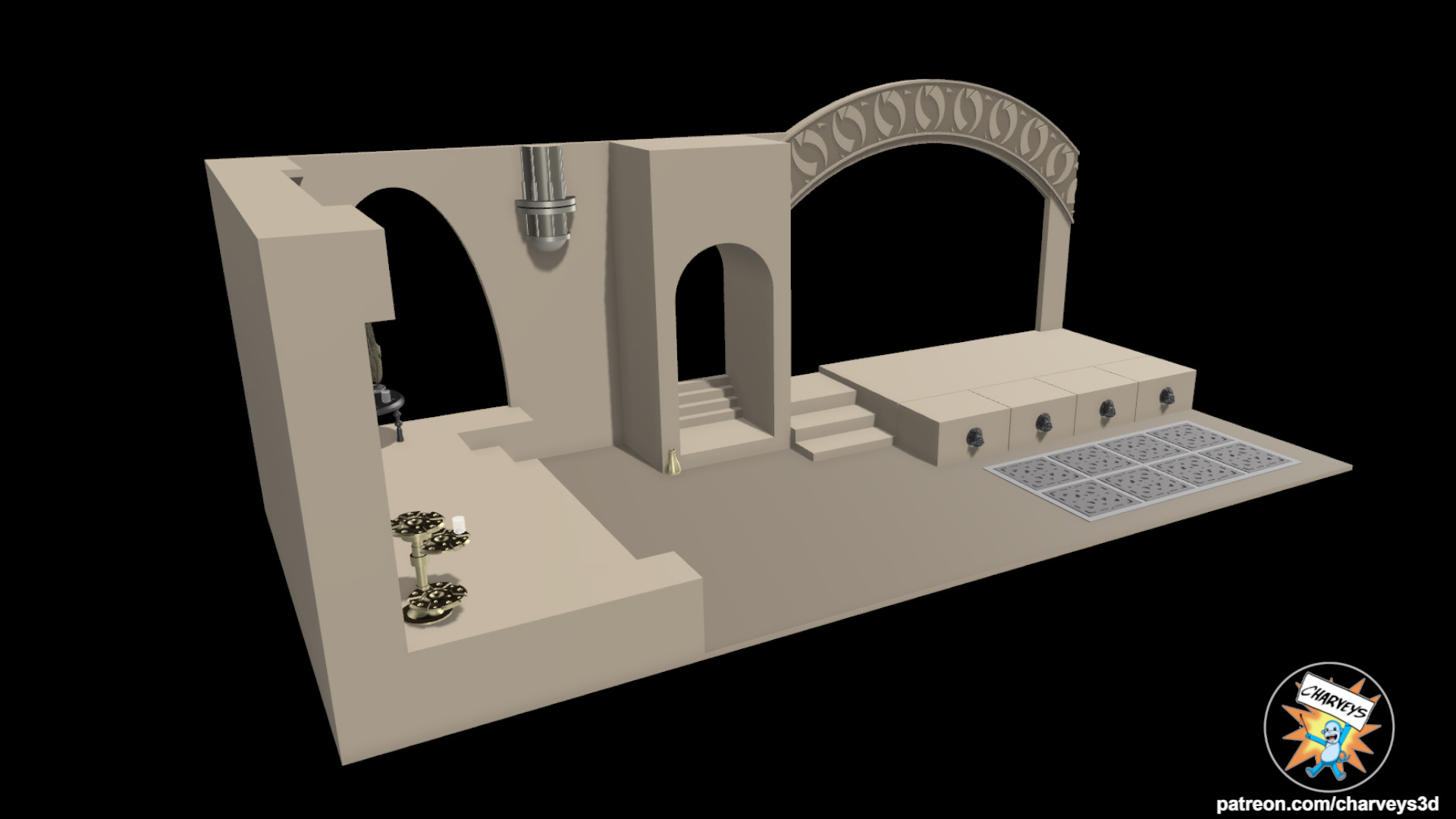 Star Wars Retro Jabbas Palace Diorama for 4 inch figures 3D print model_3