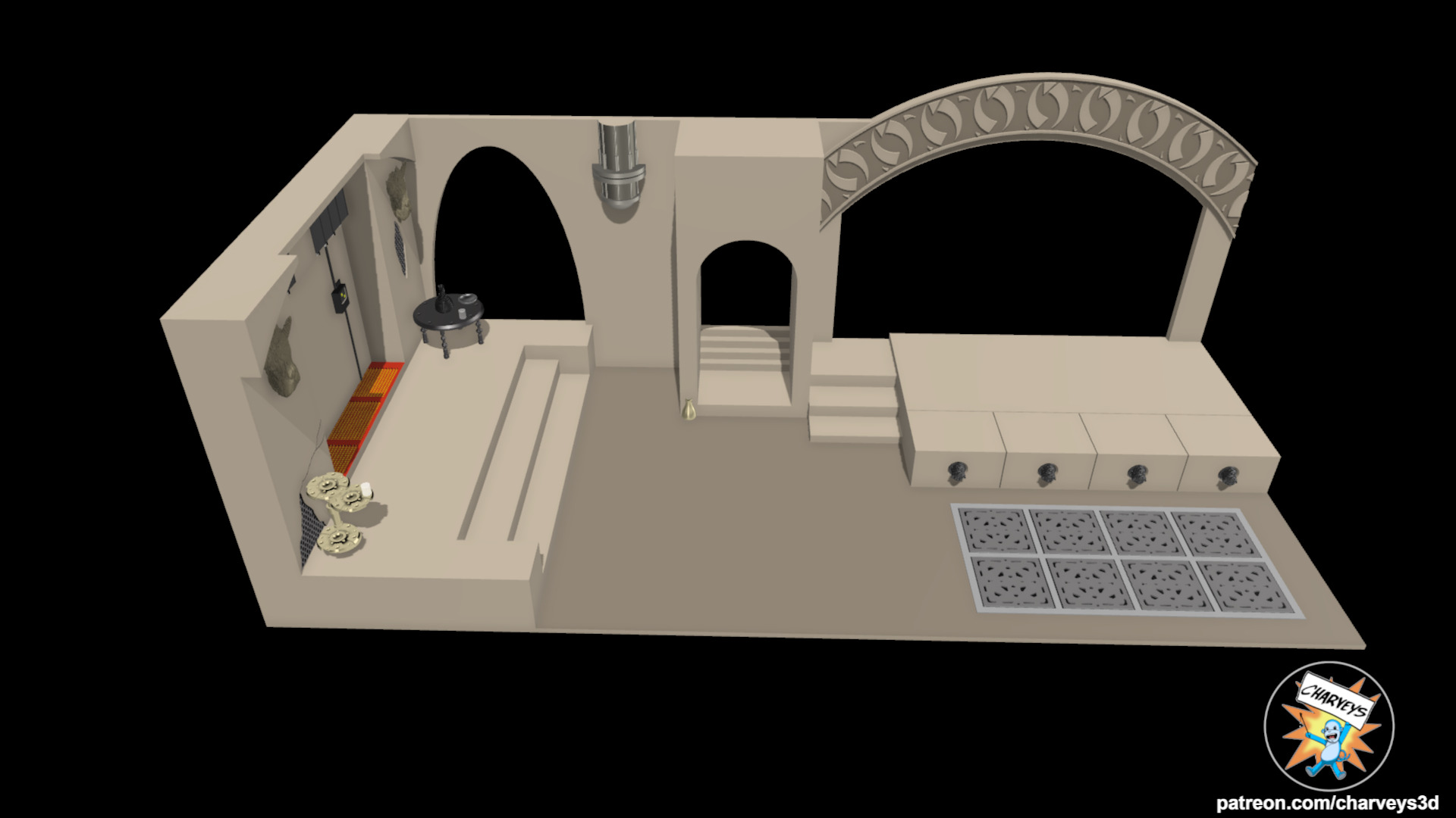 Star Wars Retro Jabbas Palace Diorama for 4 inch figures 3D print model_2