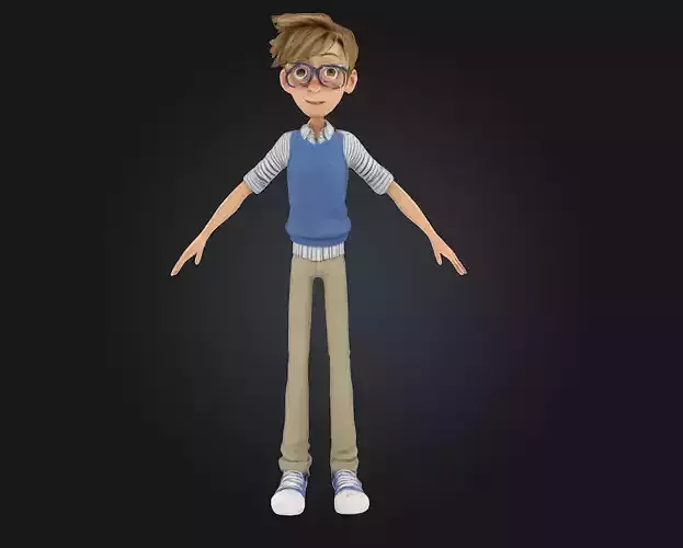 Animated Guy in Glasses  Brainy Style with Playful Energy