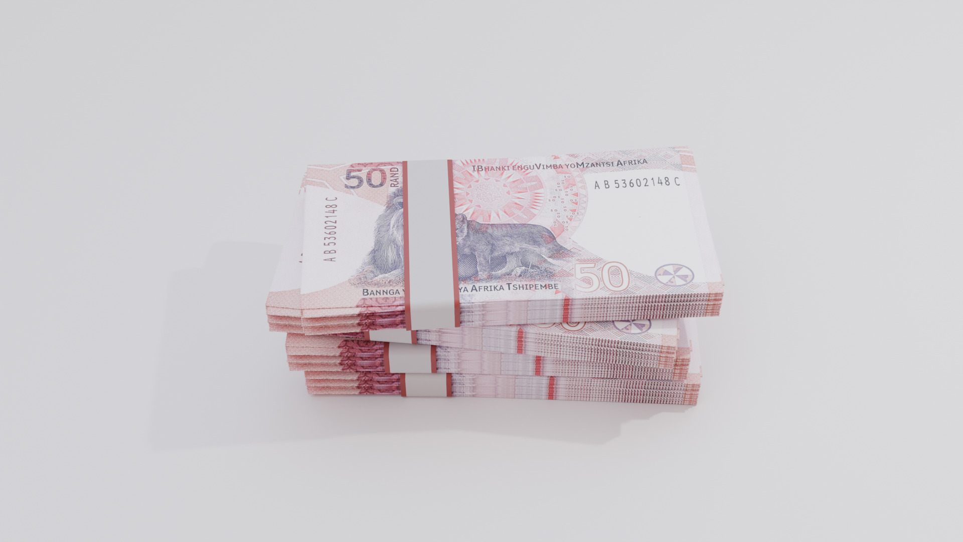 50 South African Rand Currency Low-poly 3D model_3