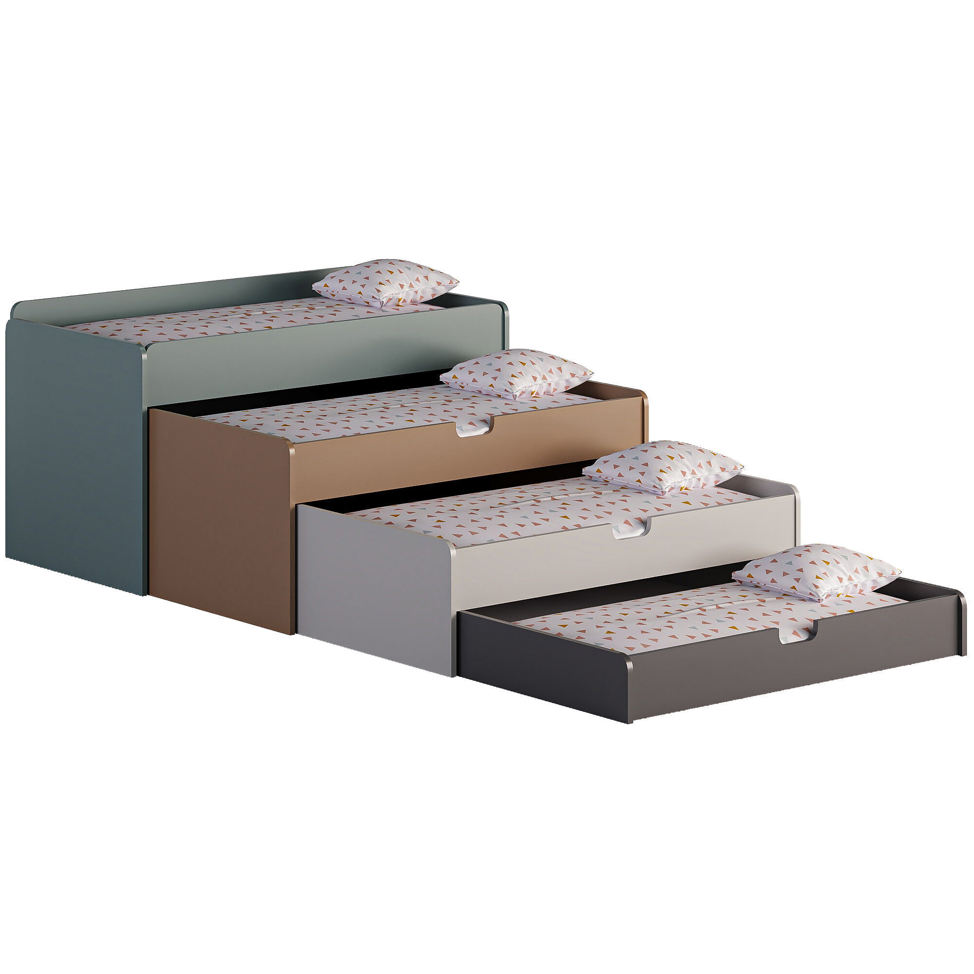 Multifunctional Pull-Out Kids Bed 3D model_2