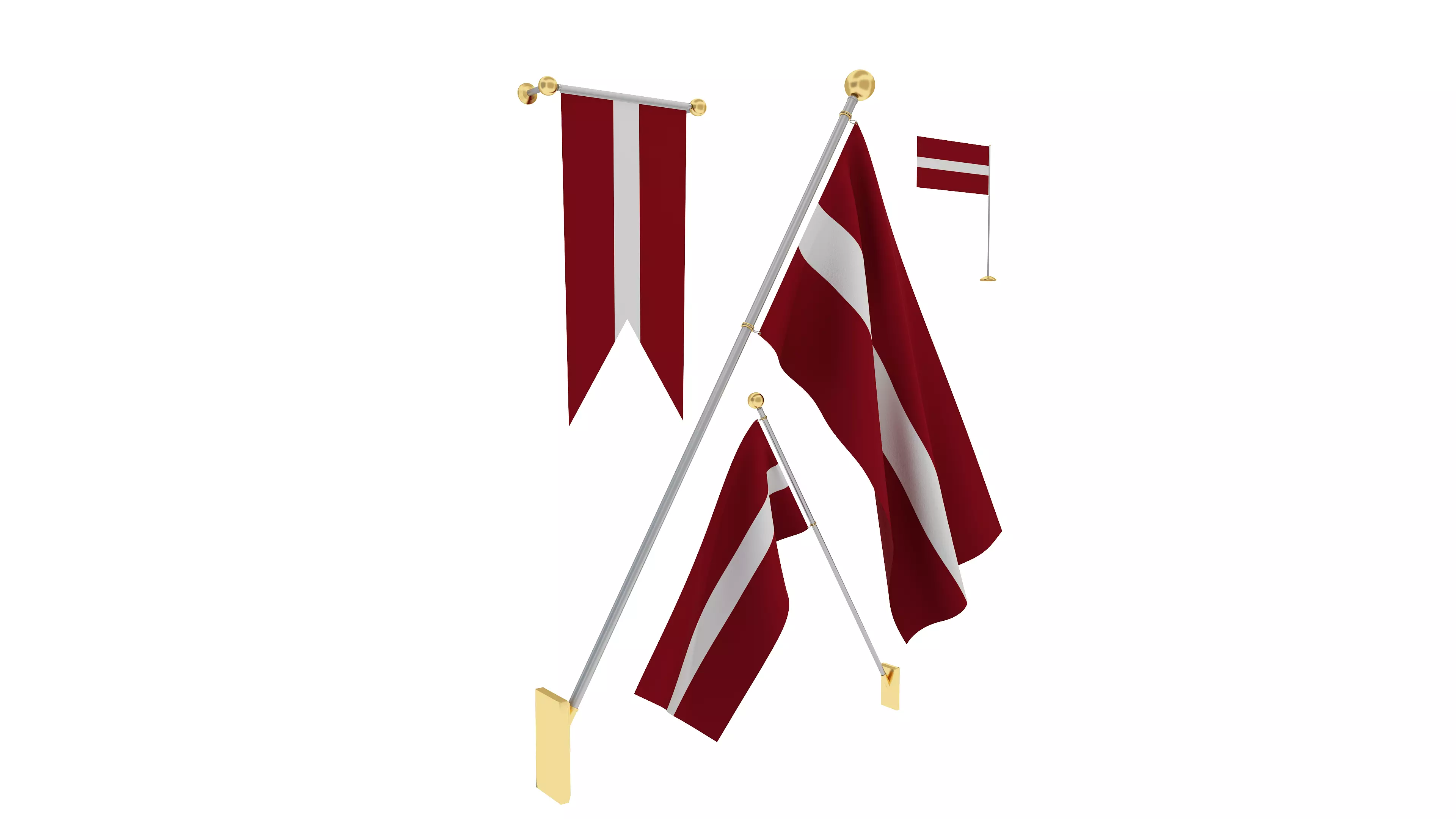 Flags of Latvia 3D model_0