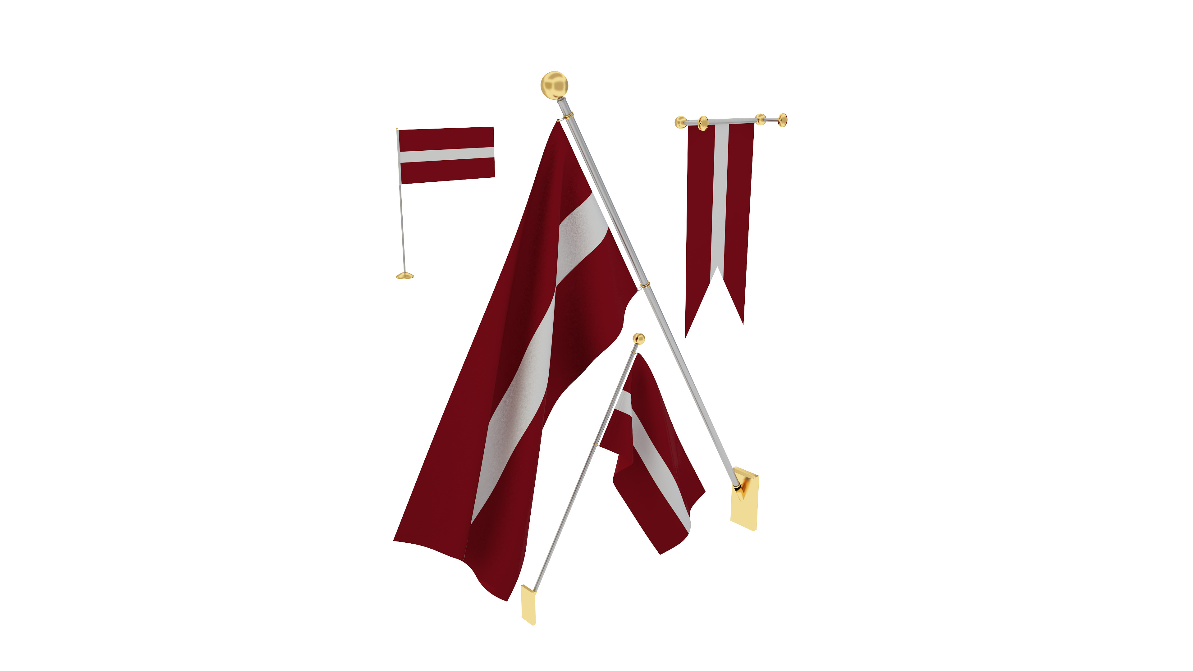 Flags of Latvia 3D model_2