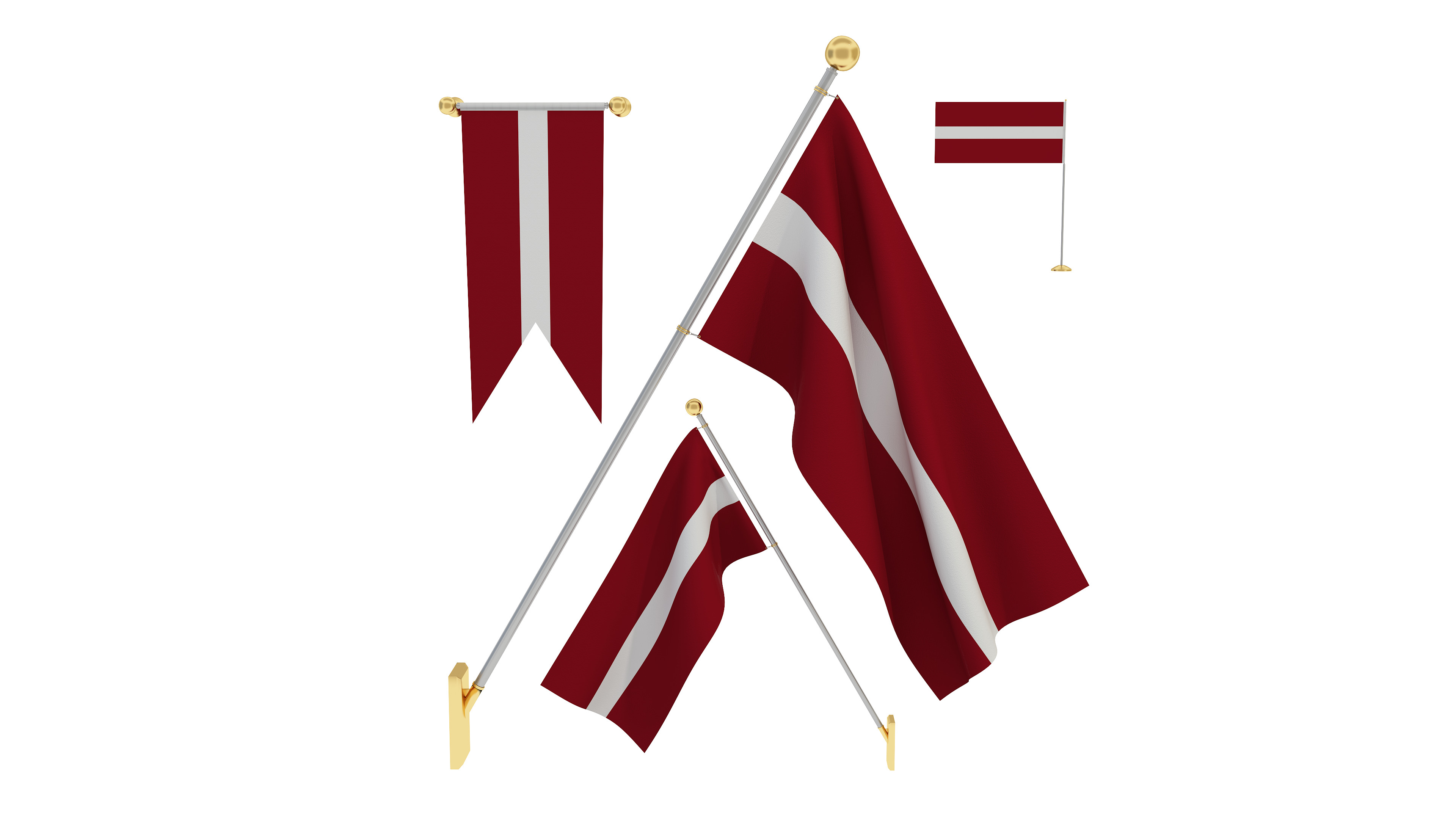 Flags of Latvia 3D model_4
