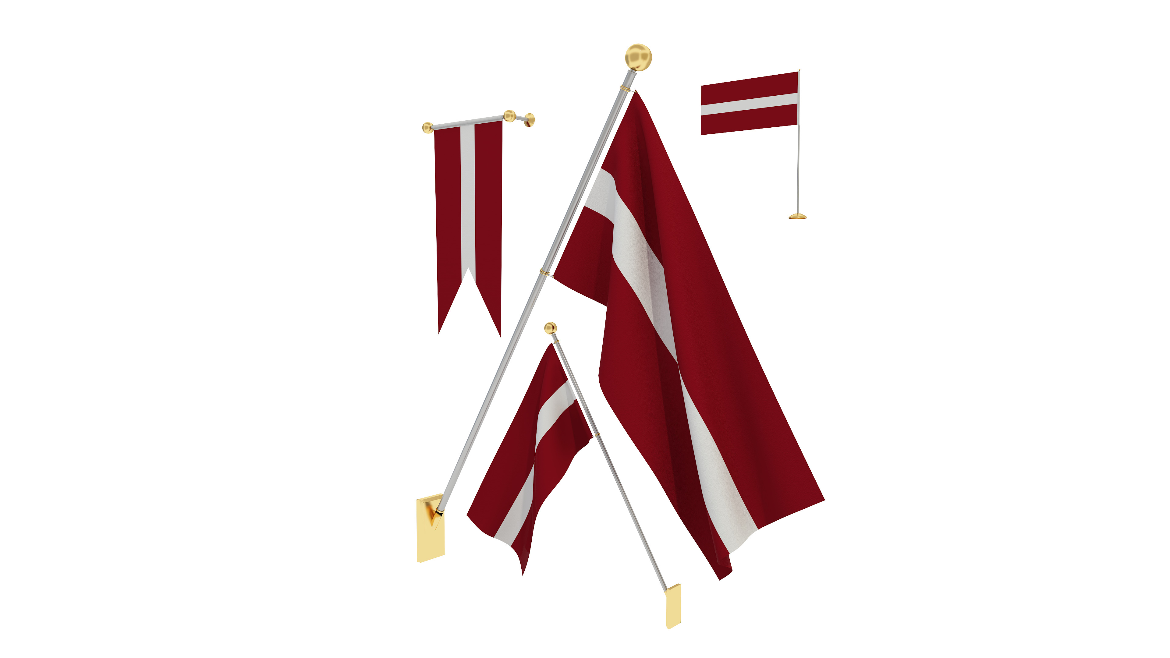 Flags of Latvia 3D model_3