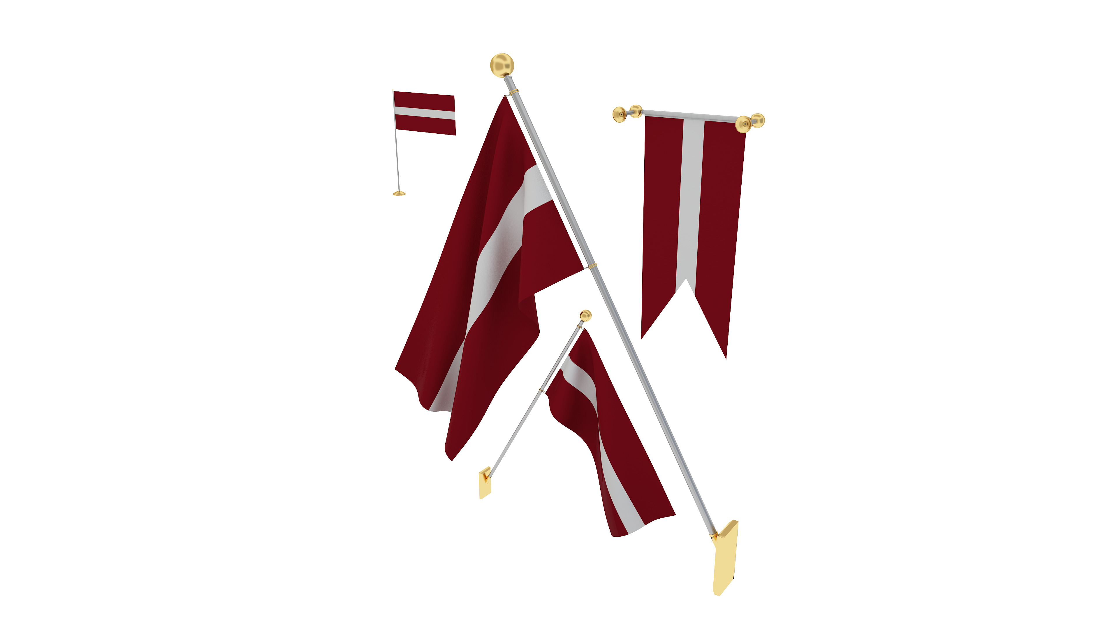 Flags of Latvia 3D model_1