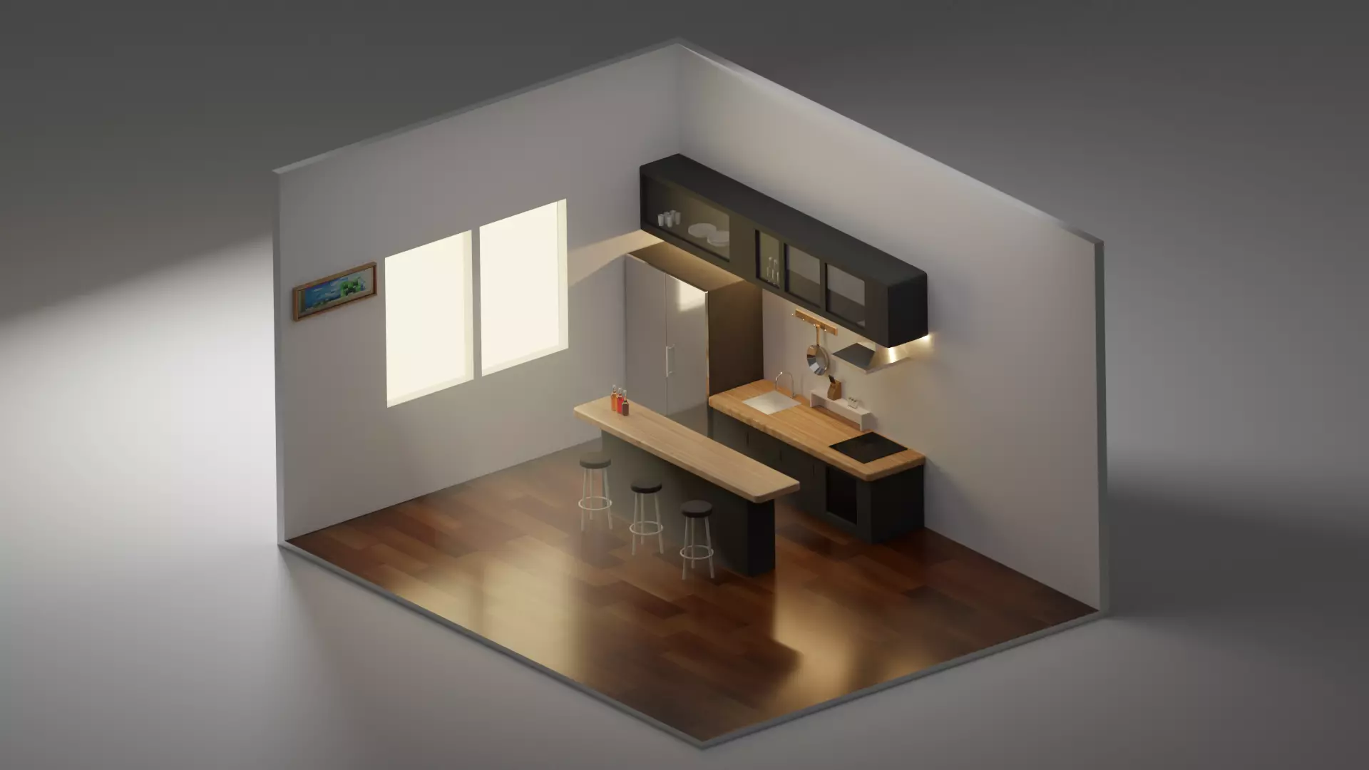 minimalism kitchen  3D model_0