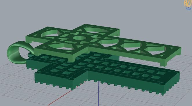 Cross round and princess baquette diamond 3D print model_7