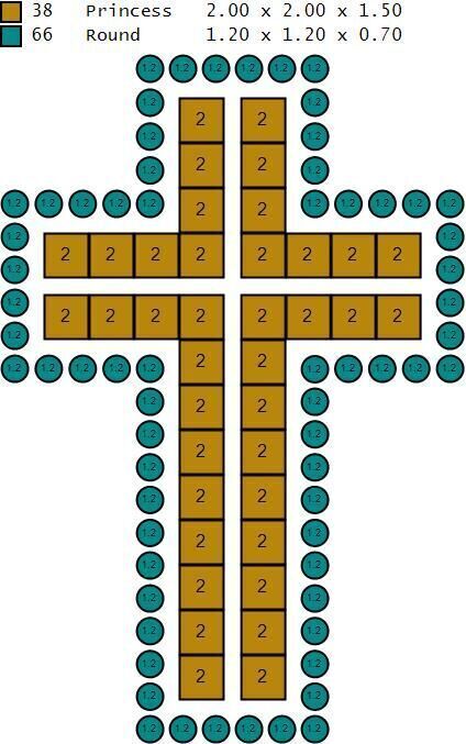 Cross round and princess baquette diamond 3D print model_11