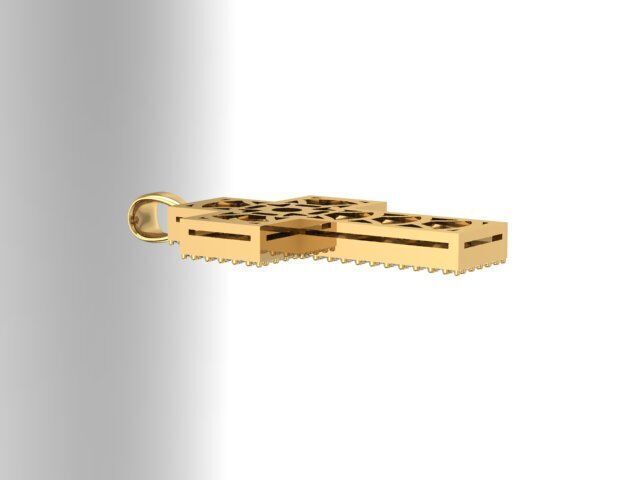 Cross round and princess baquette diamond 3D print model_4