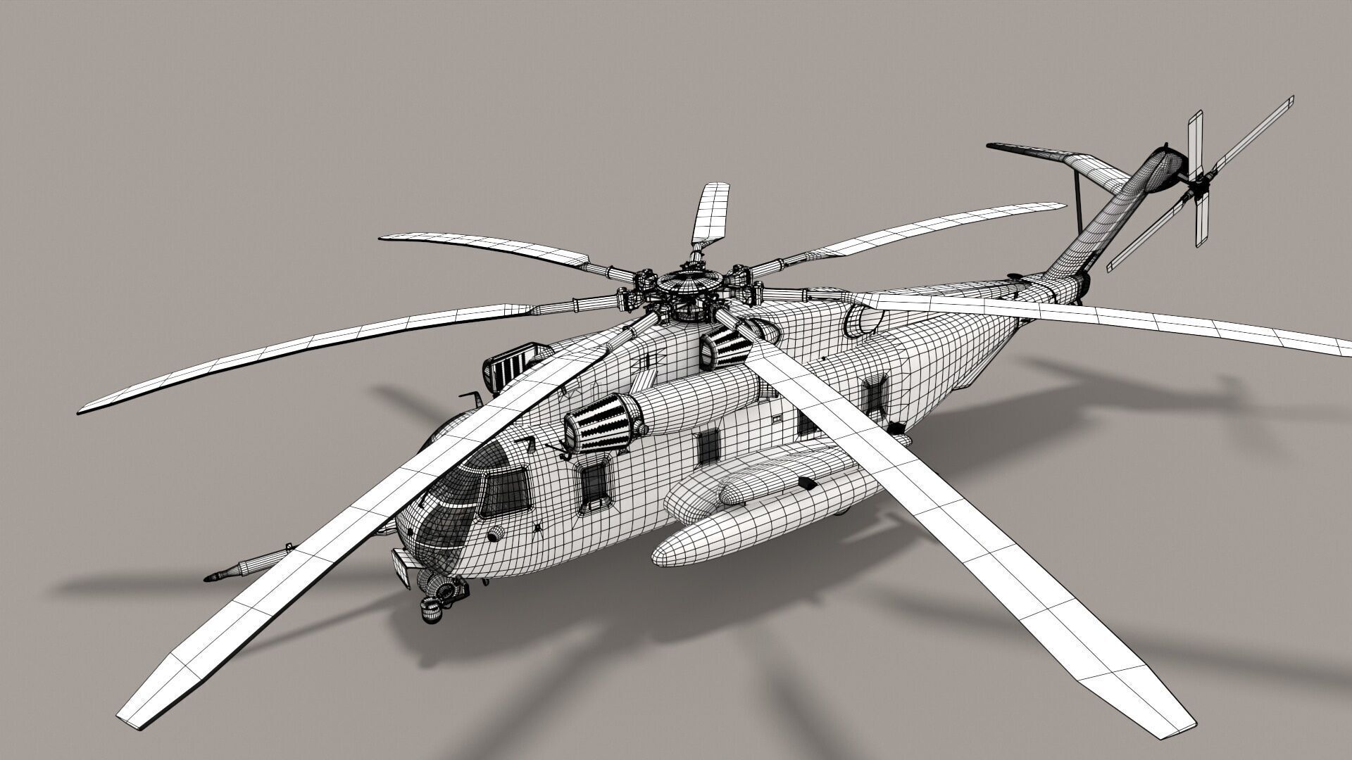 CH-53E Super Stallion Blank Basic Animation Low-poly 3D model_27