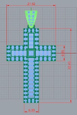 Cross round and princess baquette diamond 3D print model_4