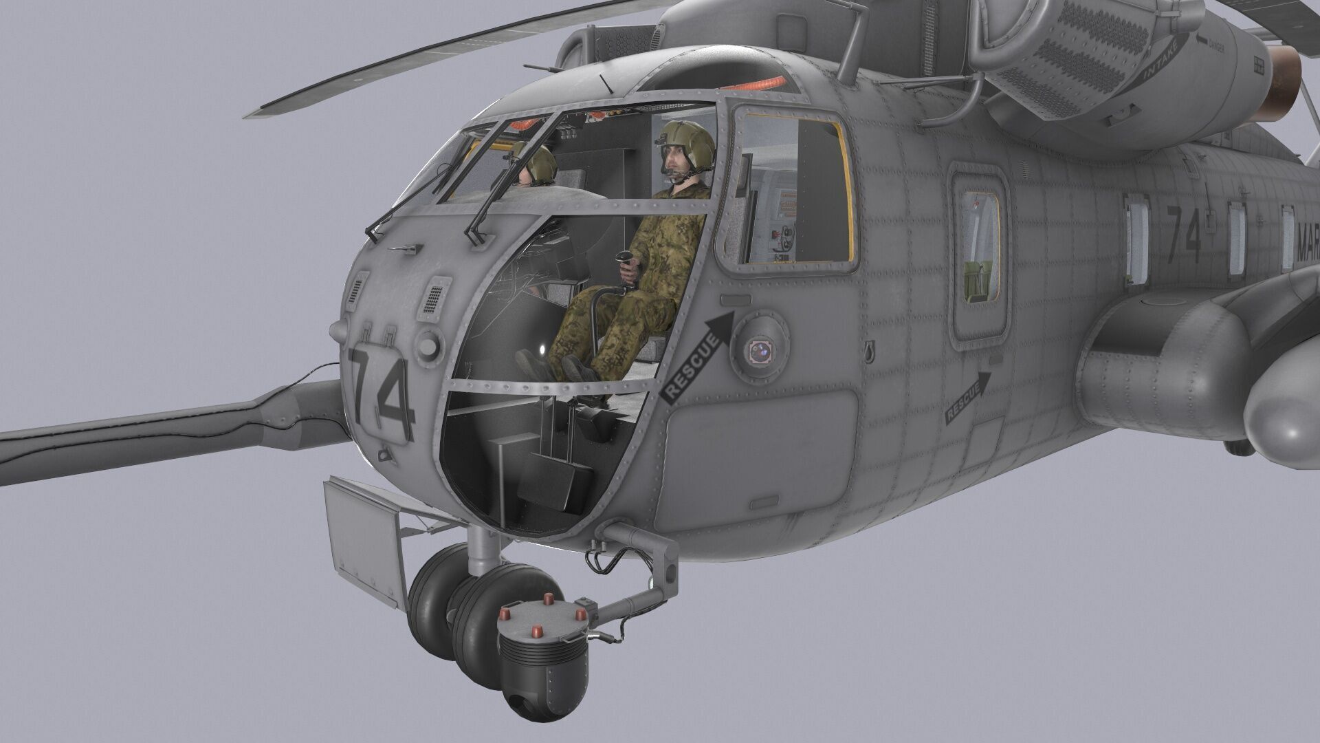 CH-53E Super Stallion US Marines Complex Animation Low-poly 3D model_7