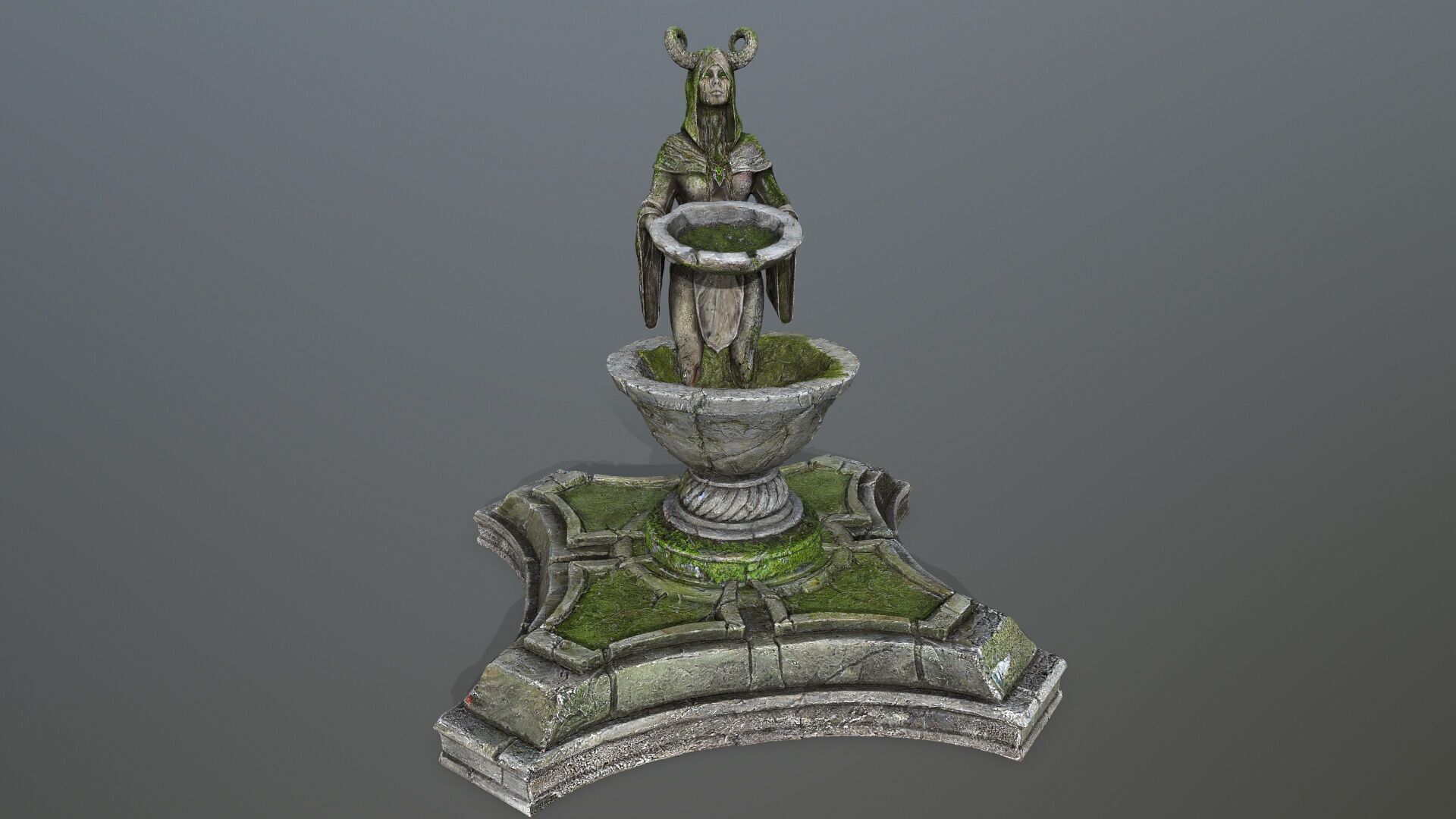 angel fountain Low-poly 3D model_9