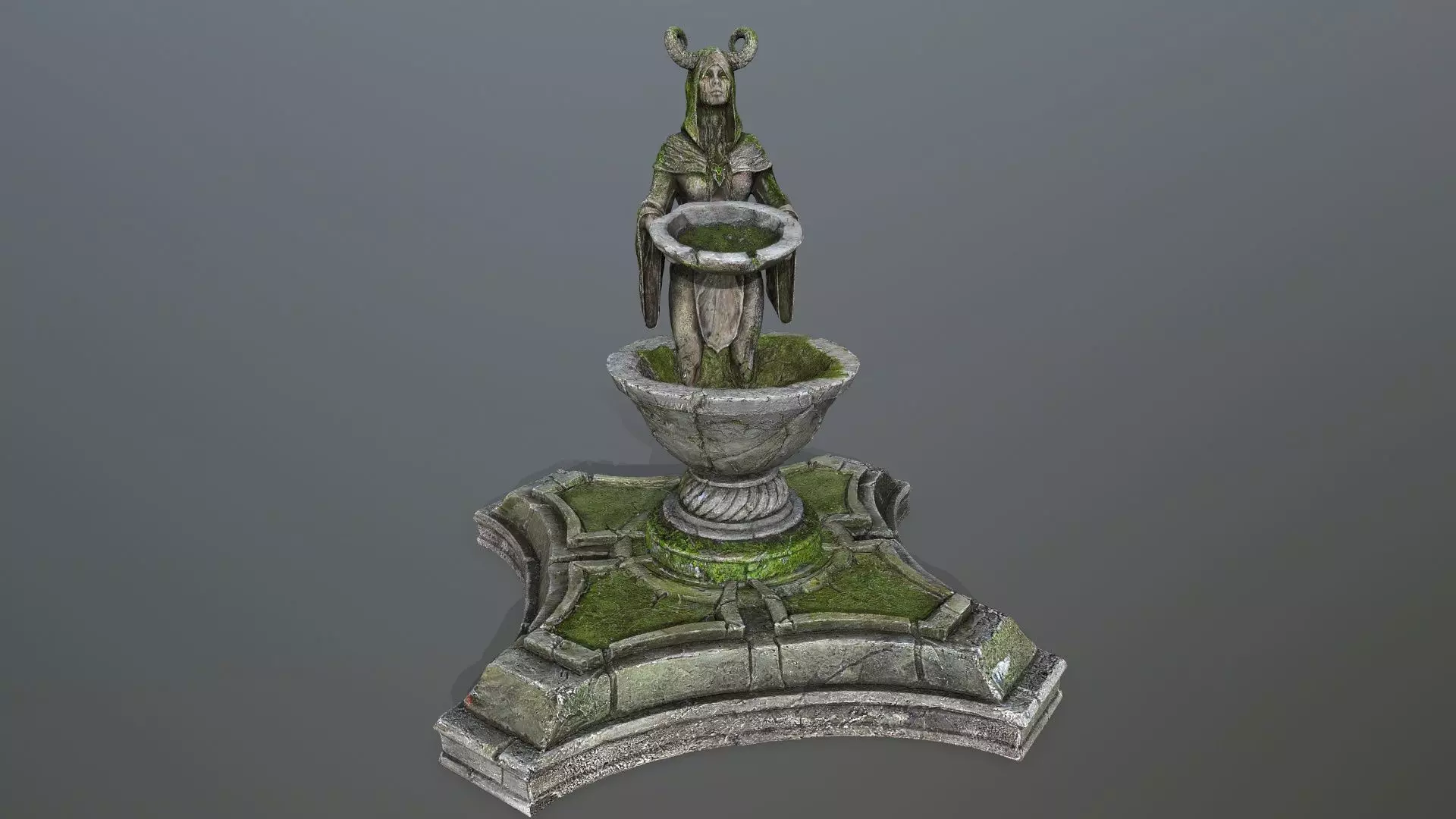 angel fountain Low-poly 3D model_0