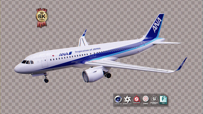Airbus A320 Neo Airliner 3x Livery Low-poly 3D model
