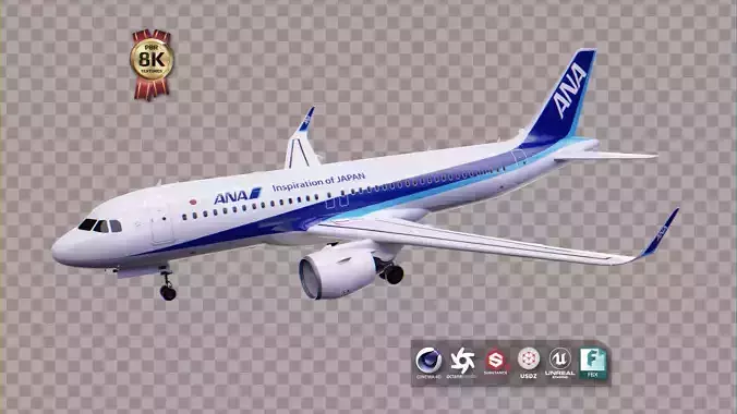 Airbus A320 Neo Airliner 3x Livery Low-poly 3D model