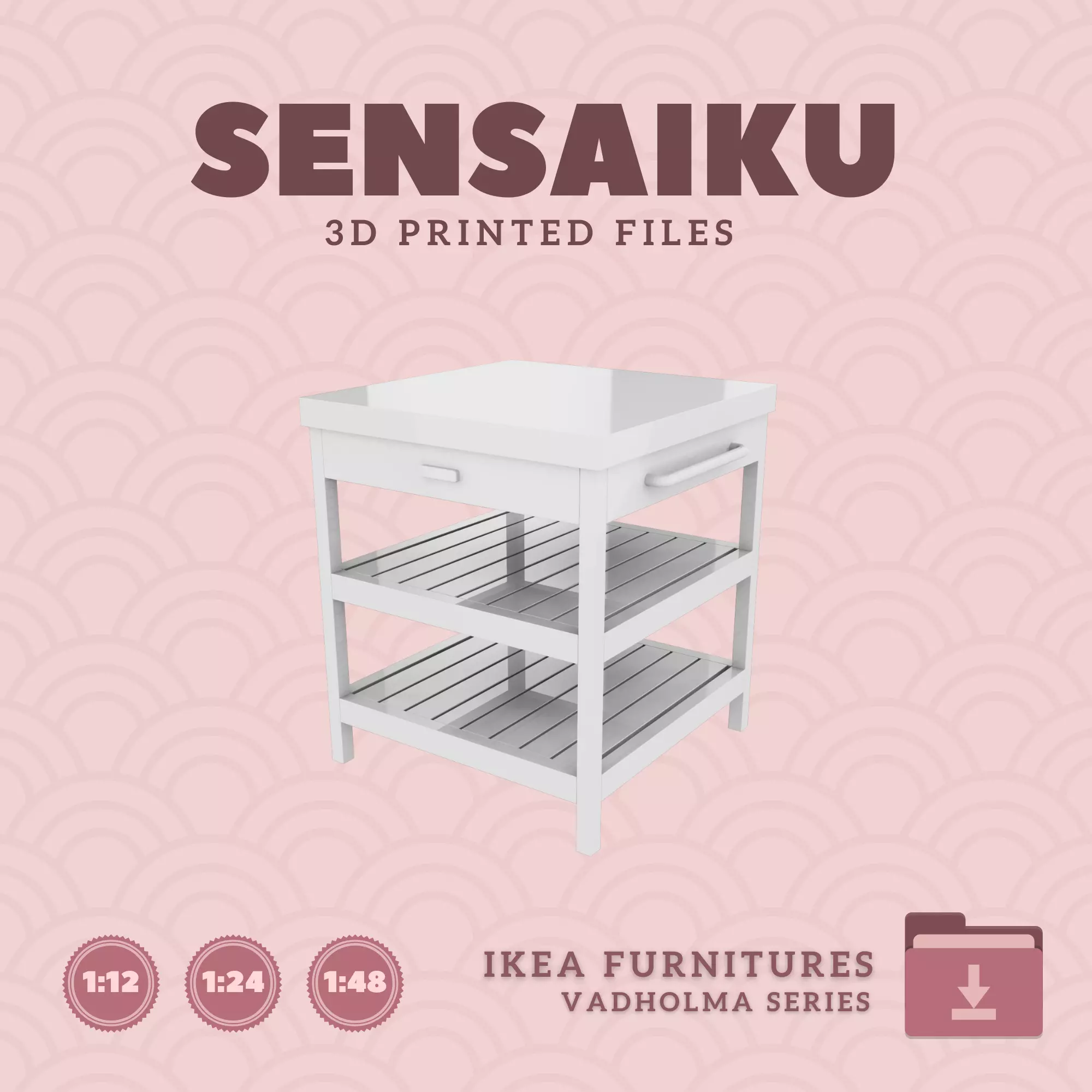 VADHOLMA Kitchen island for Mini Dollhouse - IKEA - 3D Print 3D print model