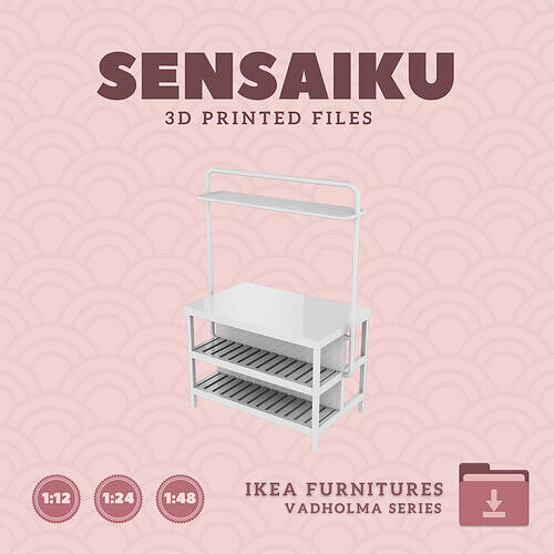 VADHOLMA Kitchen island Rack for Dollhouse - IKEA - 3D Print 3D print model