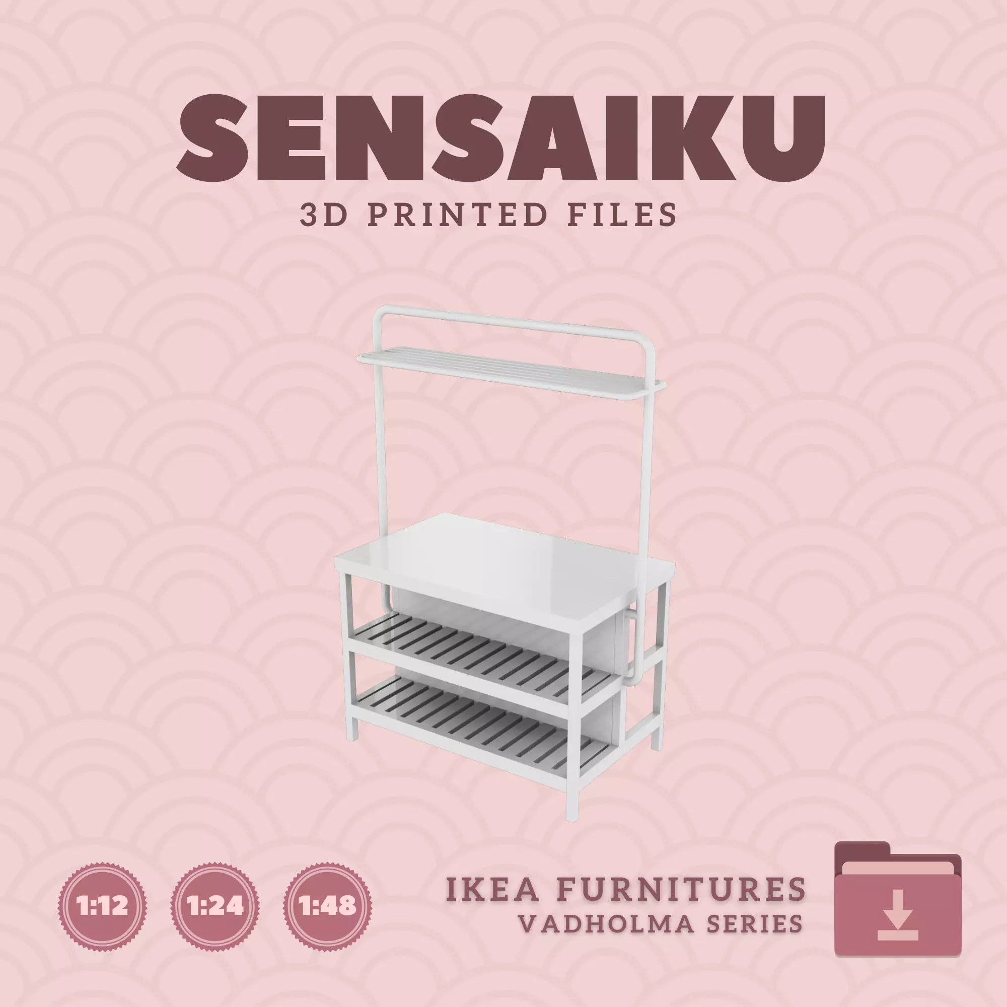VADHOLMA Kitchen island Rack for Dollhouse - IKEA - 3D Print 3D print model