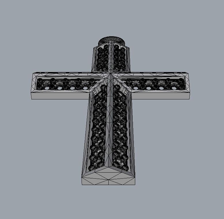Diamond Cross Pendant 3D print model_25