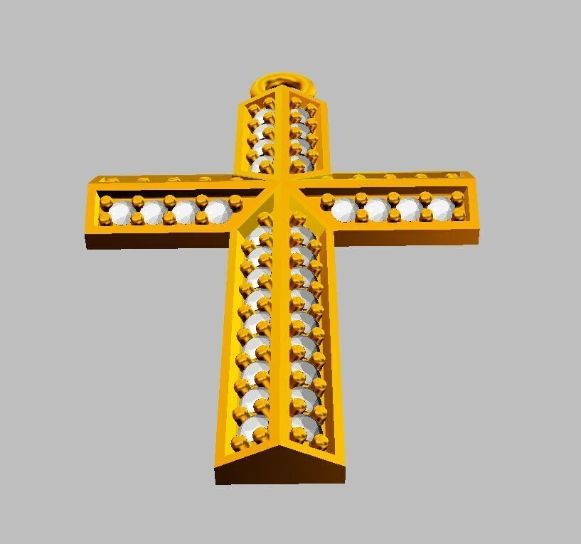 Diamond Cross Pendant 3D print model_8