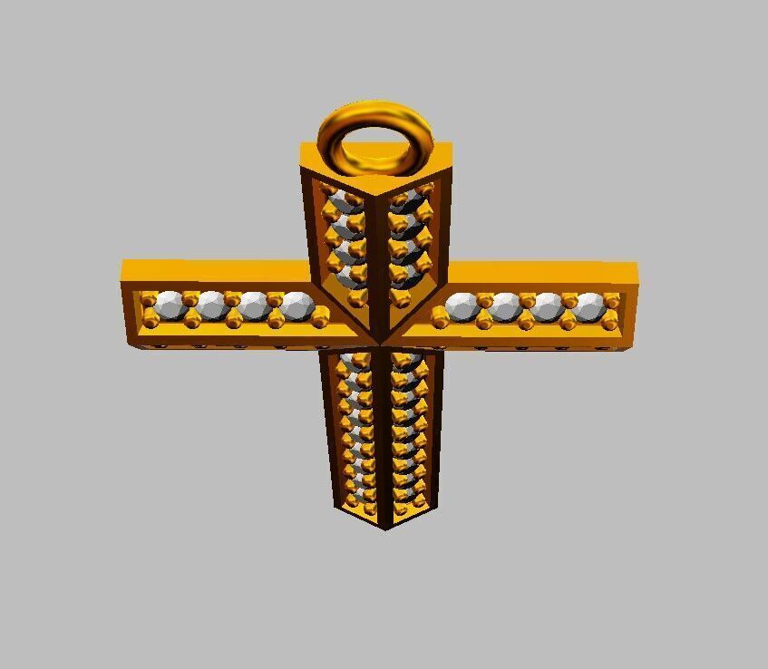 Diamond Cross Pendant 3D print model_12