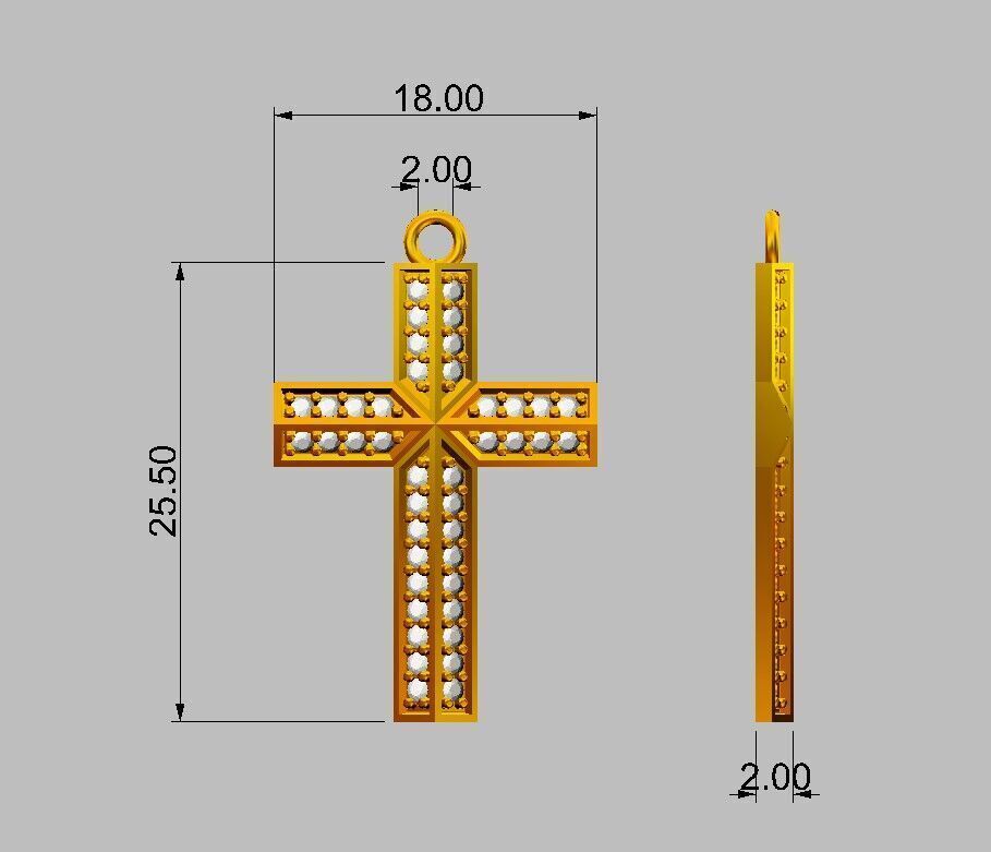 Diamond Cross Pendant 3D print model_4