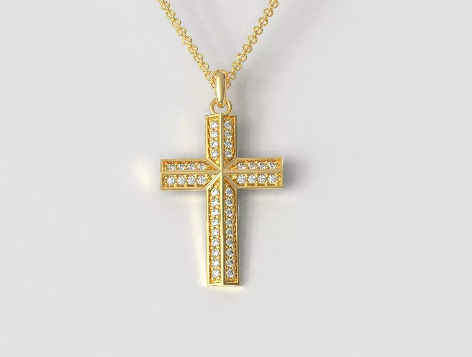 Diamond Cross Pendant 3D print model_0