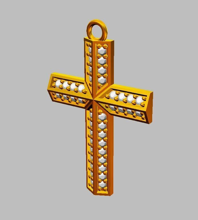 Diamond Cross Pendant 3D print model_6