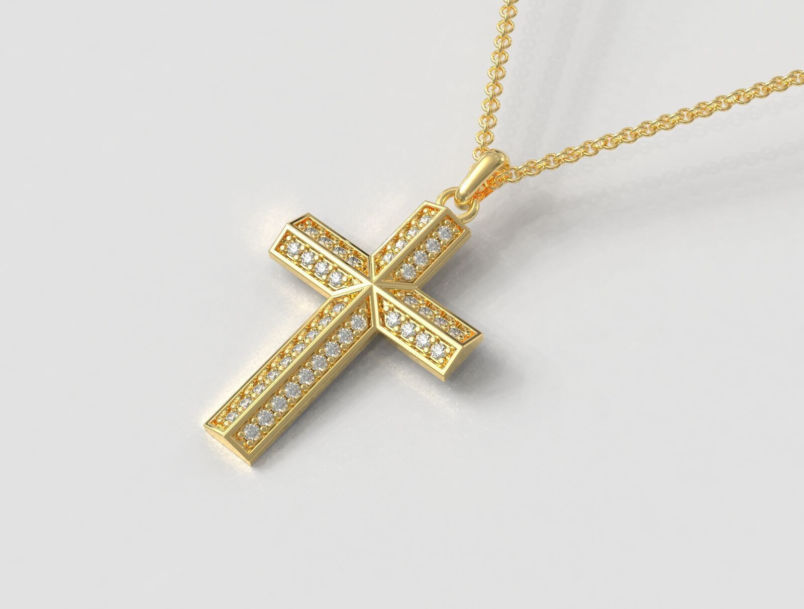 Diamond Cross Pendant 3D print model_2