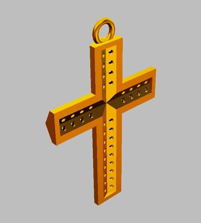Diamond Cross Pendant 3D print model_10