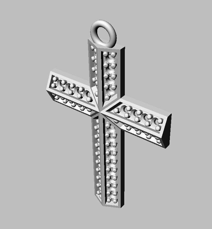 Diamond Cross Pendant 3D print model_16