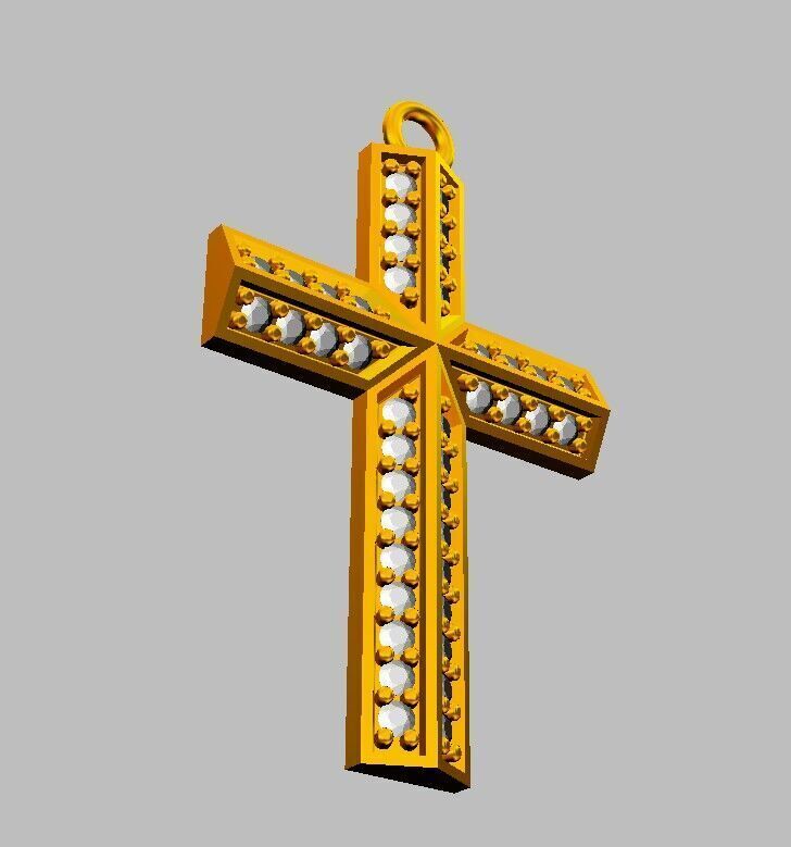 Diamond Cross Pendant 3D print model_7