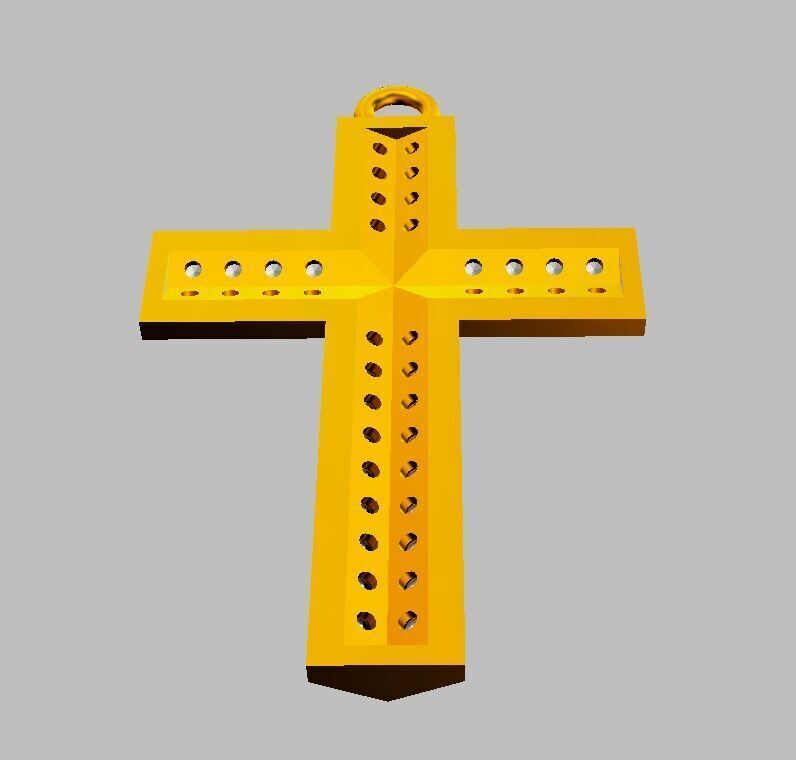 Diamond Cross Pendant 3D print model_11