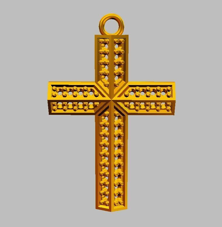 Diamond Cross Pendant 3D print model_13