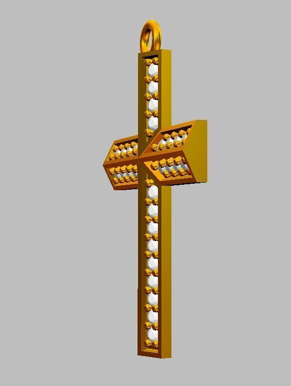 Diamond Cross Pendant 3D print model_9